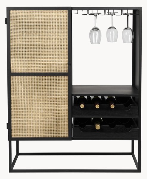 Credenza per vino con frontali in rattan Guuji