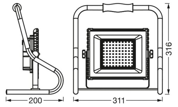 OSRAM Faro da cantiere a batteria LED OSRAM, 30 W, arancione, IP44, 4.000 K, Giallo / Arancione, Alluminio