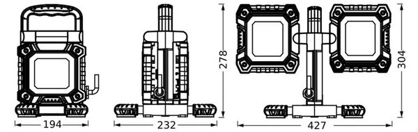 OSRAM Faro da cantiere a LED VALUE FLEX, nero, IP65, 2 x 30 W FLEX, Nero, Alluminio