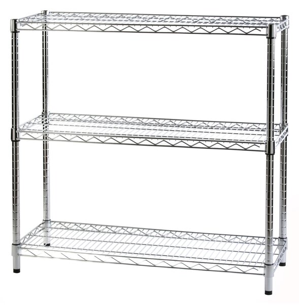 Scaffale cromato con 3 ripiani cromato in kit Dimensioni 35x90xh90 - peso 13,5 kg cm Cromo lucido