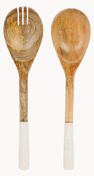 Set di posate da insalata in marmo e legno di mango Sweet Leav