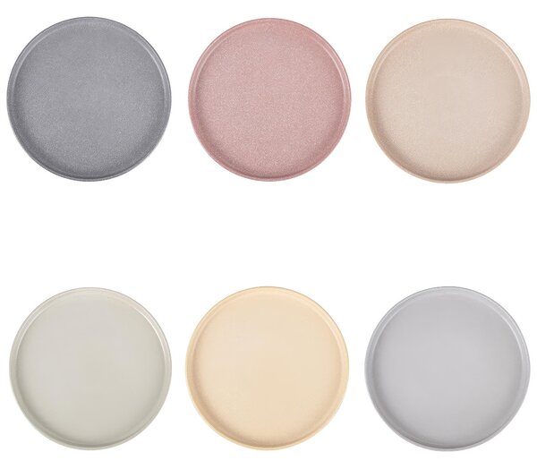 Set 6 piatti piani Berlin In gres (stoneware) Bordo rialzato Finitura matt Decoro effetto stone Misure: � 27,2 x h. 2,4 cm Lavabile in lavastoviglie Utilizzabile nel microonde