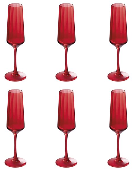 Set 6 calici Optic In vetro Lavorazione righe verticali Capacit� 510 ml Misure: � 7 x h. 24,2 cm Lavaggio a mano Non compatibile con l'uso in microonde Colore: rosso