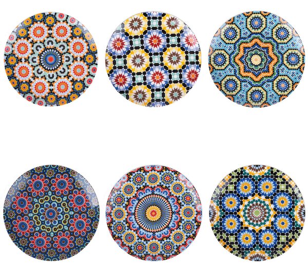 Piatto frutta Marrakech In porcellana Misure: � 19 x h. 2 cm Lavabile in lavastoviglie Utilizzabile in microonde Disponibile in 6 decori assortiti