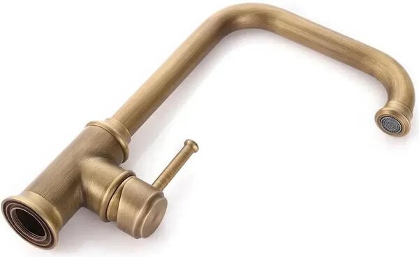 Rubinetto da cucina vintage - Miscelatore monocomando - Orientabile a 360° - Bocca estraibile - Montaggio a 1 foro - Acqua calda e fredda - Cartuccia Vetroceramica - Oro