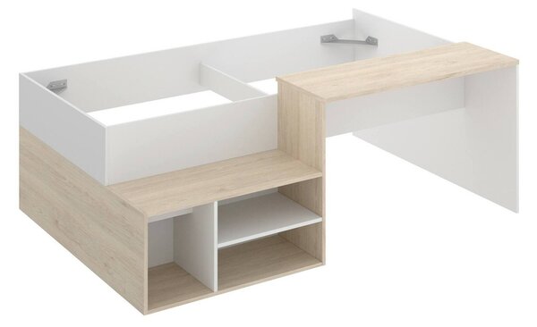 Composizione camera da letto Argh, 195x134h73 cm, Bianco e Rovere