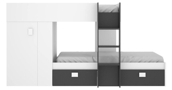 Composizione camera da letto Araba, 271x111h150 cm, Bianco e Antracite
