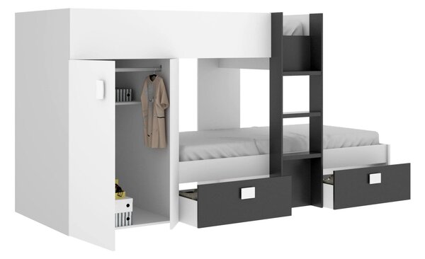 Composizione camera da letto Araba, 271x111h150 cm, Bianco e Antracite