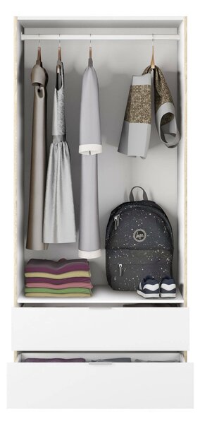 Guardaroba 2 ante bianco e rovere 81x180h cm - Appadu