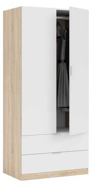 Guardaroba 2 ante bianco e rovere 81x180h cm - Appadu