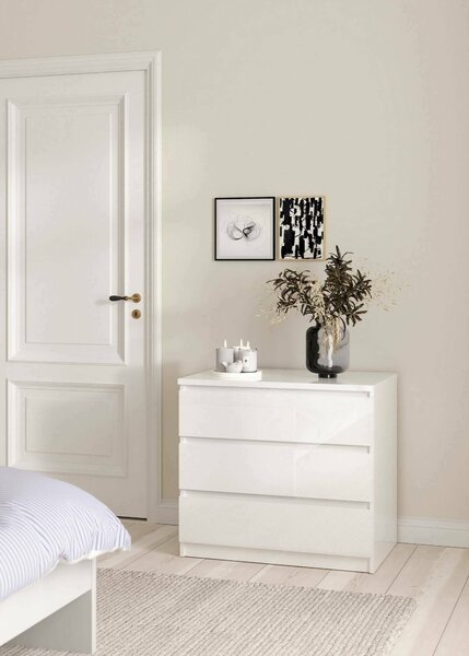 Cassettiera moderna bianca lucida 77x70h cm - Artic