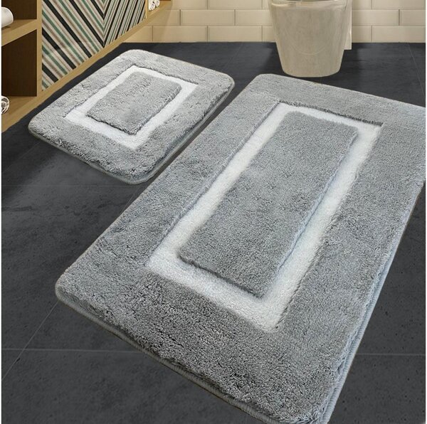Tappetino Da Bagno Cawo Two-Tone - Grigio, 60x100 Cm, Antiscivolo, Morbido, In Poliestere, Facile Da Lavare - copertina