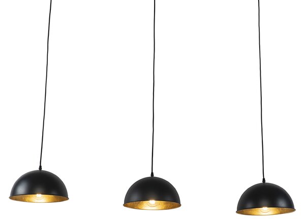 Lampada a sospensione intelligente nera con oro 3 luci incl. Wifi A60 - Magnax