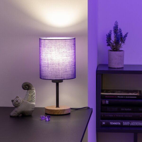 Brilagi - Lampada da tavolo NUBILA WOOD 1xE27/25W/230V quercia/viola