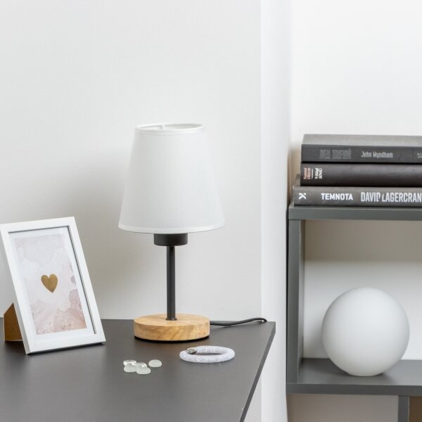 Brilagi - Lampada da tavolo NUBILA WOOD 1xE27/25W/230V quercia/bianco