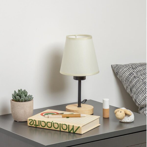 Brilagi - Lampada da tavolo NUBILA WOOD 1xE27/25W/230V quercia/color crema
