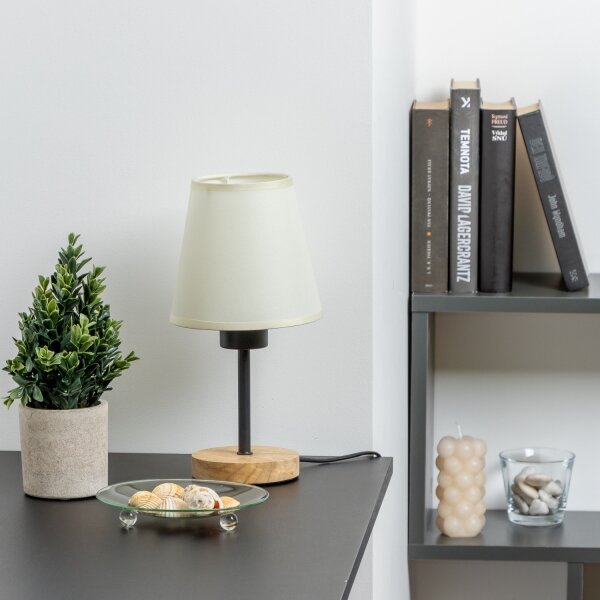 Brilagi - Lampada da tavolo NUBILA WOOD 1xE27/25W/230V quercia/color crema