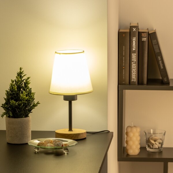 Brilagi - Lampada da tavolo NUBILA WOOD 1xE27/25W/230V quercia/color crema