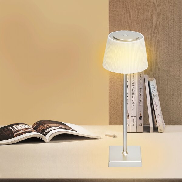 Lampada da tavolo Led touch Dory Argento 4W portatile a batteria ricaricabile USB Aigostar