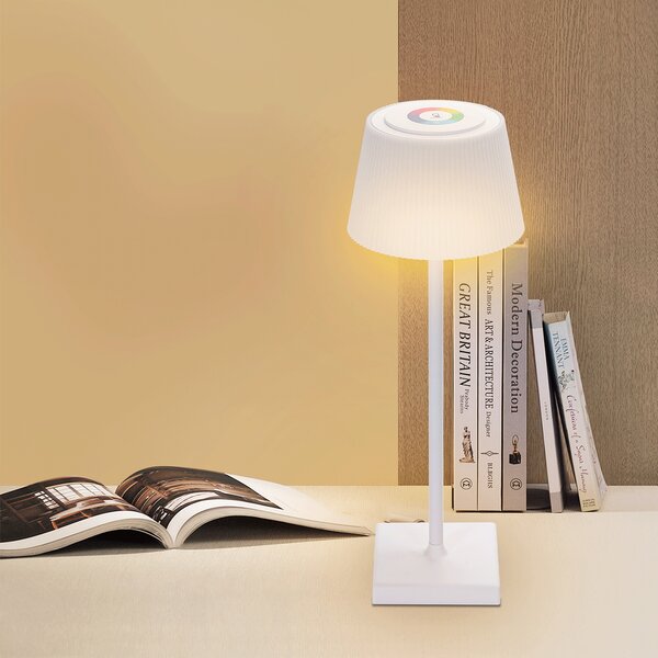 Lampada da tavolo Led touch Dory Bianca RGB 4W portatile a batteria ricaricabile USB Aigostar