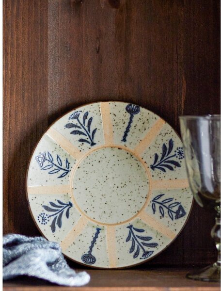 Piatto da dessert in gres azzurro e crema ø 16 cm Leonie - Bloomingville
