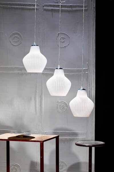 SIRU - Lampadario a sospensione con filo LONDON 1xE27/60W/230V bianco/cromo lucido Vetro veneziano