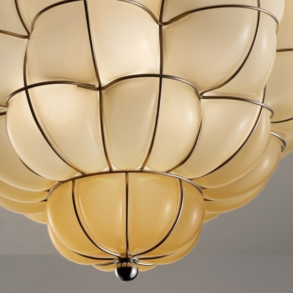 SIRU - Plafoniera POUFF 3xE27/60W/230V cromo/beige Vetro veneziano