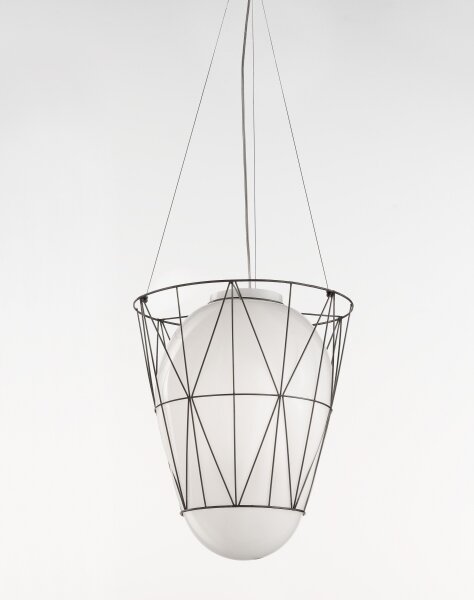 SIRU - Lampadario a sospensione con filo SEGNI 1xE27/60W/230V nero/bianco Vetro veneziano