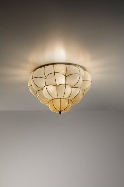 SIRU - Plafoniera POUFF 3xE27/60W/230V cromo/beige Vetro veneziano