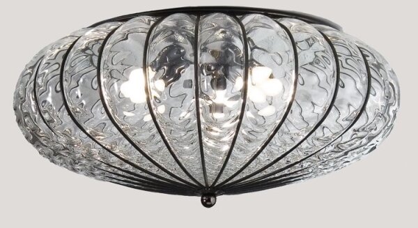 SIRU - Plafoniera ACCADEMIA 3xE27/60W/230V limpido/nero Vetro veneziano