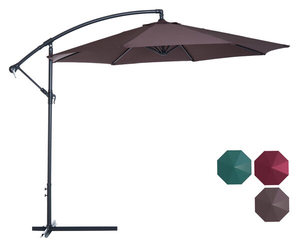 Outsunny Ombrellone sfalsato 3 m quadrato rotante a 360° con meccanismo idraulico tetto doppio base crociata asta in alluminio beige | Italy