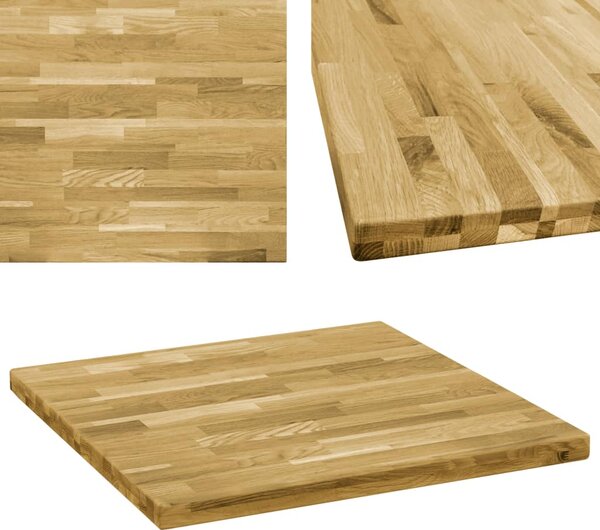 Piano del Tavolo Legno Massello di Rovere Quadrato 44mm 70x70cm
