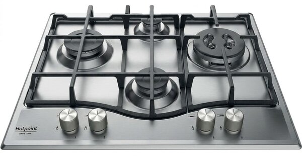 Hotpoint Ariston PCN 641 T/IX/HA Piano Cottura 4 Fuochi a Gas 60 cm Griglie in Ghisa (1 Bruciatore Tripla Corona) colore Inox