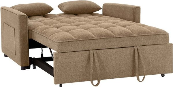 DecHome Divano Letto 2 Posti Moderno in Tessuto Dimensioni 134x93x78 cm colore Cappuccino - Eiri
