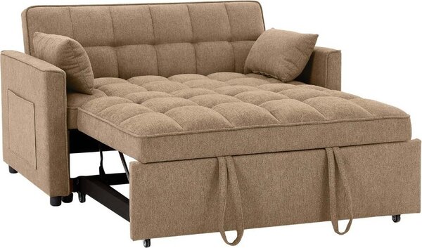 DecHome Divano Letto 2 Posti Moderno in Tessuto Dimensioni 134x93x78 cm colore Cappuccino - Eiri