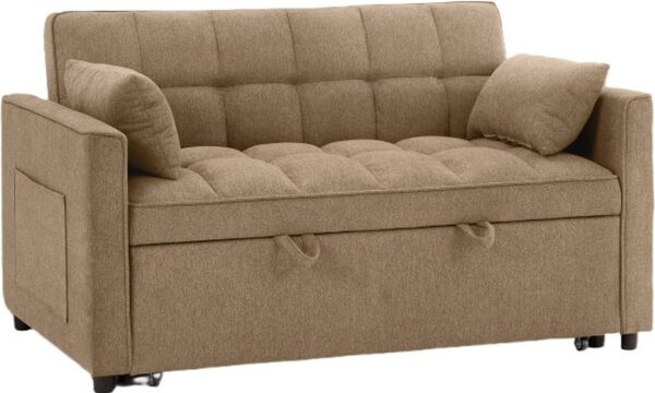 DecHome Divano Letto 2 Posti Moderno in Tessuto Dimensioni 134x93x78 cm colore Cappuccino - Eiri