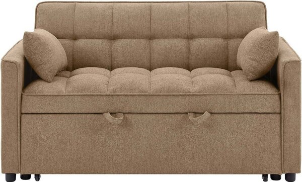 DecHome Divano Letto 2 Posti Moderno in Tessuto Dimensioni 134x93x78 cm colore Cappuccino - Eiri