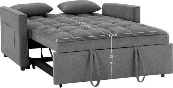 DecHome Divano Letto 2 Posti Moderno in Tessuto Dimensioni 134x93x78 cm colore Cappuccino - Eiri