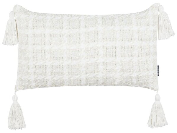 Cuscino decorativo Beige Tessuto 30 x 60 cm Modello a quadri Coprire Stile Tessile Beliani