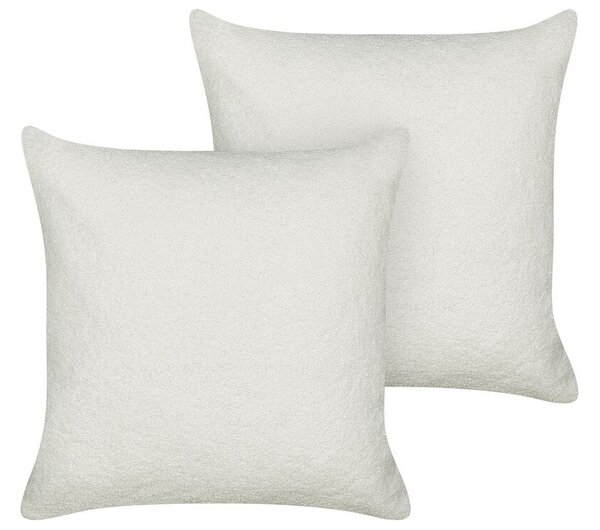 Set di 2 cuscini decorativi Bianco Boucle 45 x 45 cm fodera rimovibile con cerniera Accessori decorativi Boho Beliani