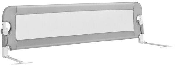 Costway Sponda per letto per bambini con design pieghevole cinghie, Sponda di sicurezza a molle per letto Grigio