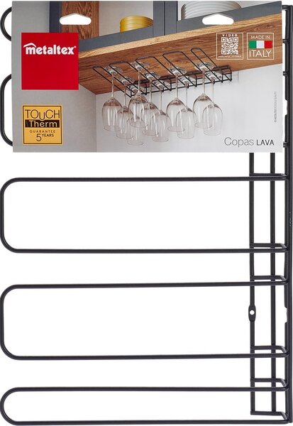 Portabicchieri Da Vino Sottopensile - Set Di 2 In Metallo Nero Elegante, 35.5 Cm - Ideale Per Bar, Casa E Ristoranti - Foto 7