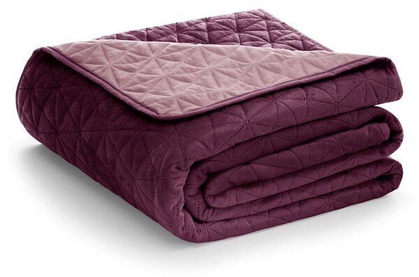 Copriletto trapuntato in velluto rosa scuro 170x210 cm Laila - AmeliaHome