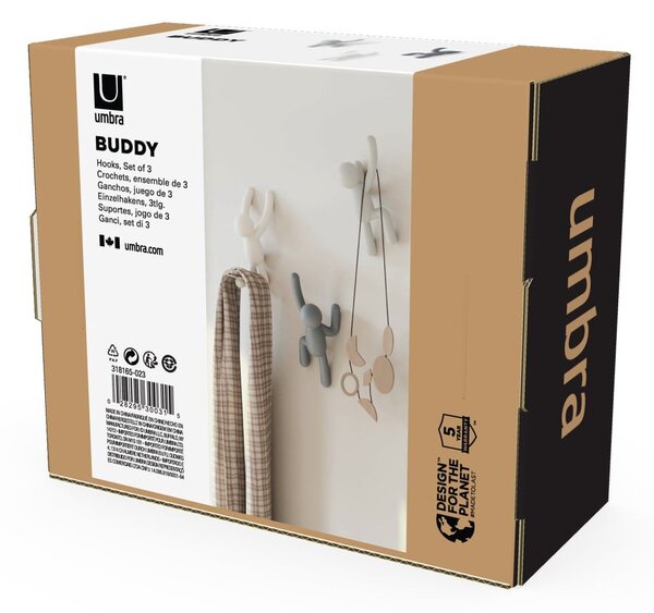 Ganci in plastica da parete in set da 3 Buddy - Umbra