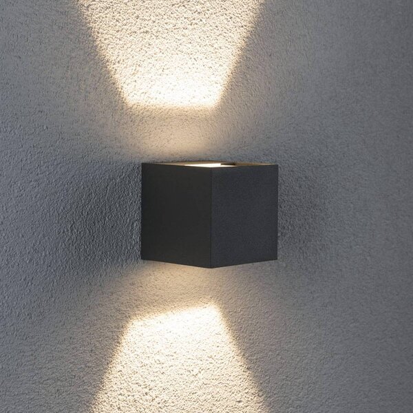 Paulmann Cybo LED applique da esterno, 2.700 K, 8 x 8 cm, grigio