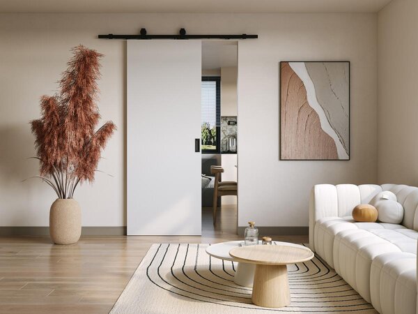 Porta scorrevole con sistema esterno muro H205 x L93 cm MDF + PVC Bianco - VARIN II