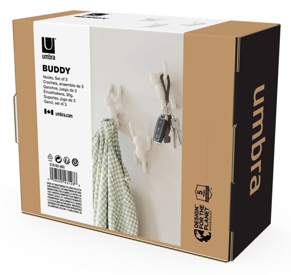 Ganci in plastica da parete in set da 3 Buddy - Umbra