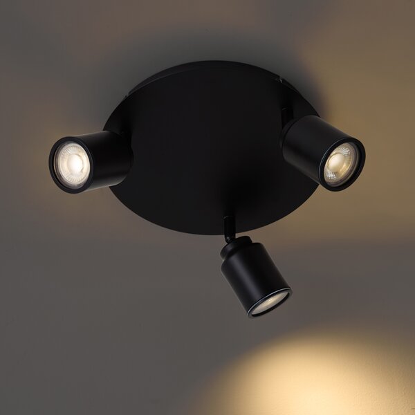 Faretto da bagno moderno nero 3 luci IP44 - Ducha
