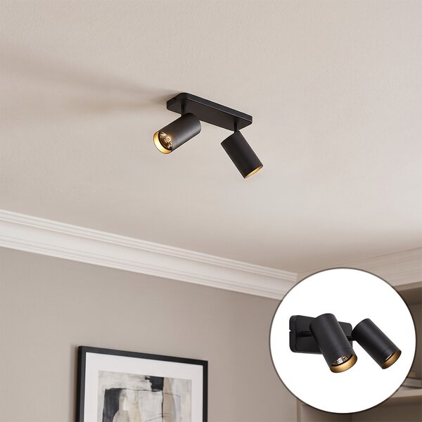 Plafoniera moderna nera 2 luci GU10 70mm - Jeana Luxe