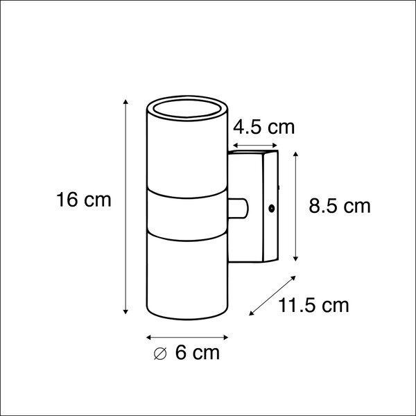 Lampada da parete per esterni in acciaio 2 luci IP44 - Duo